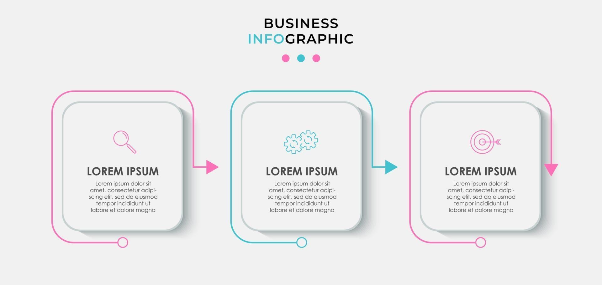 Infographic design template with icons and 3 options or steps vector