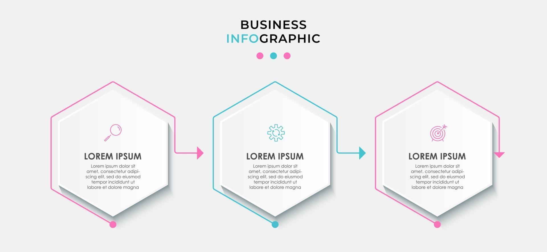 Infographic design template with icons and 3 options or steps vector