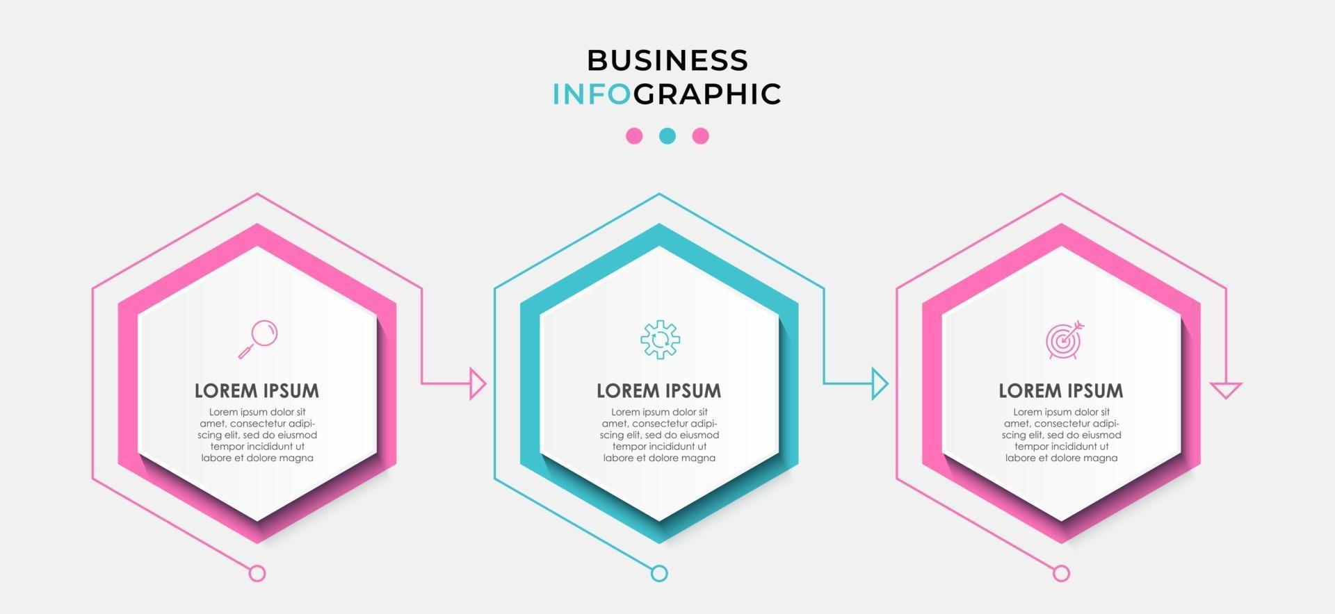 Infographic design template with icons and 3 options or steps vector