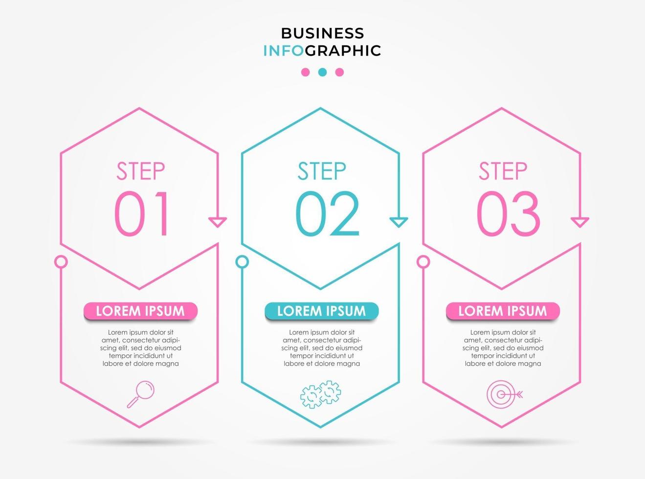 Infographic design template with icons and 3 options or steps vector
