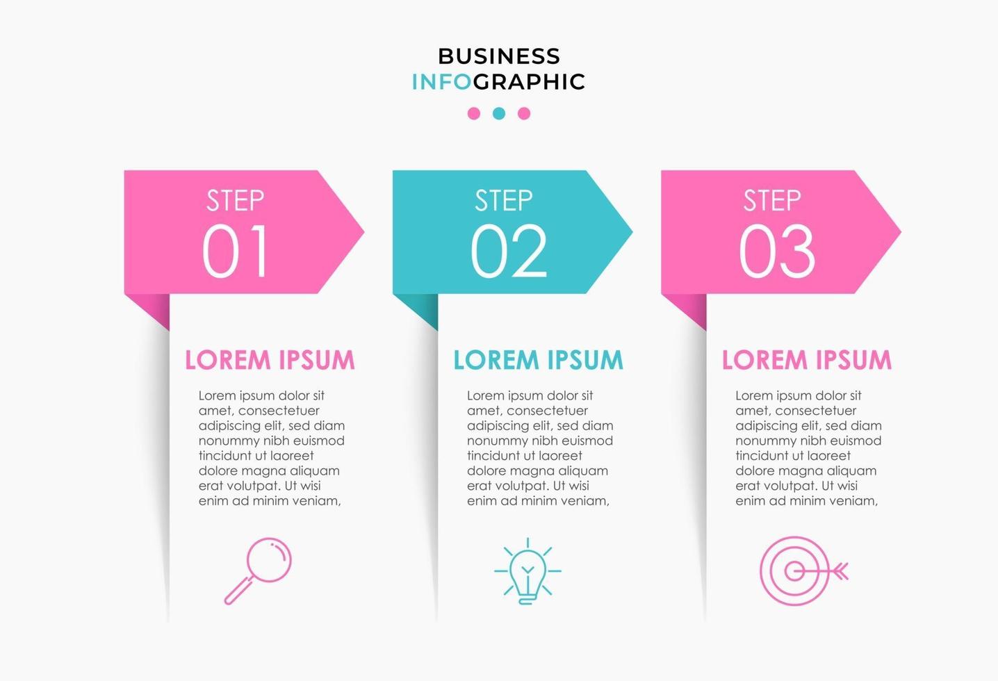 Infographic design template with icons and 3 options or steps vector