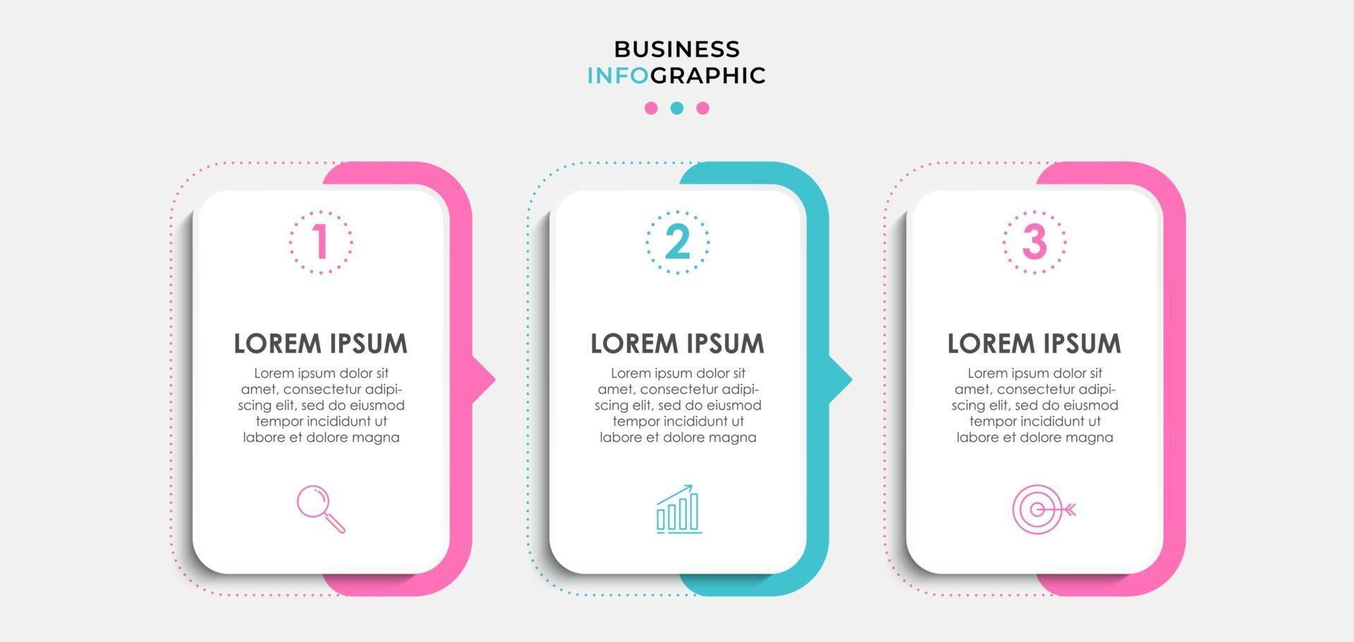 Infographic design template with icons and 3 options or steps vector