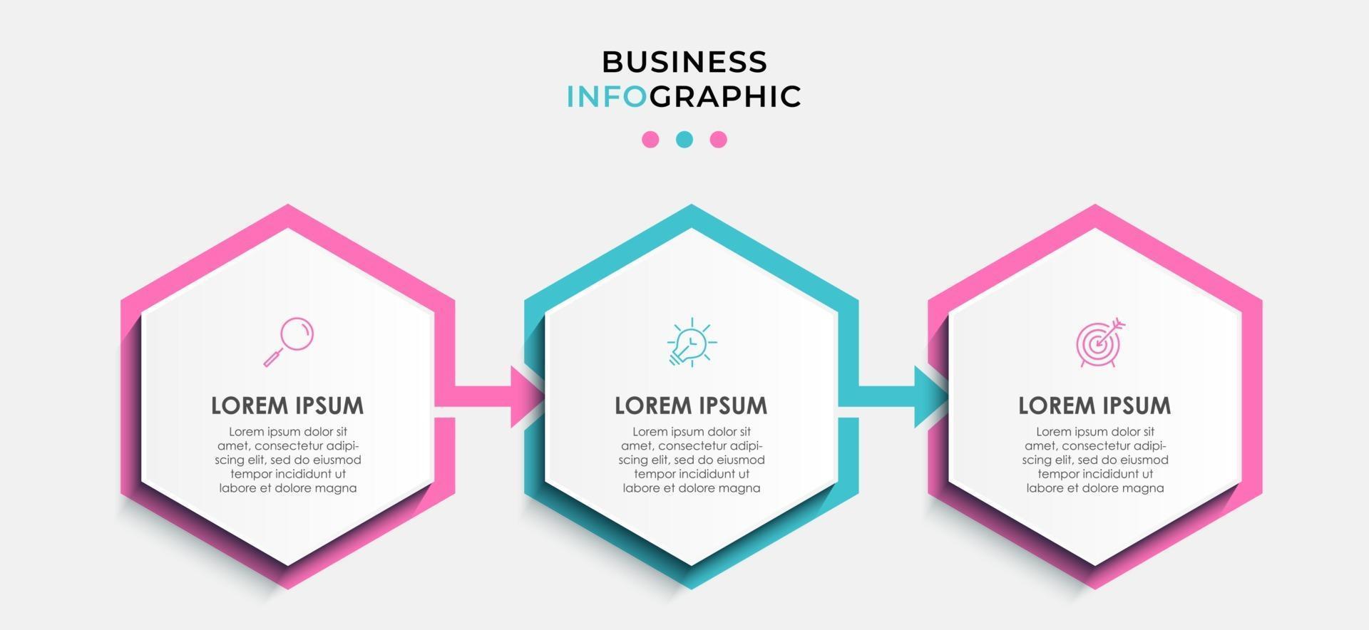 Infographic design template with icons and 3 options or steps vector