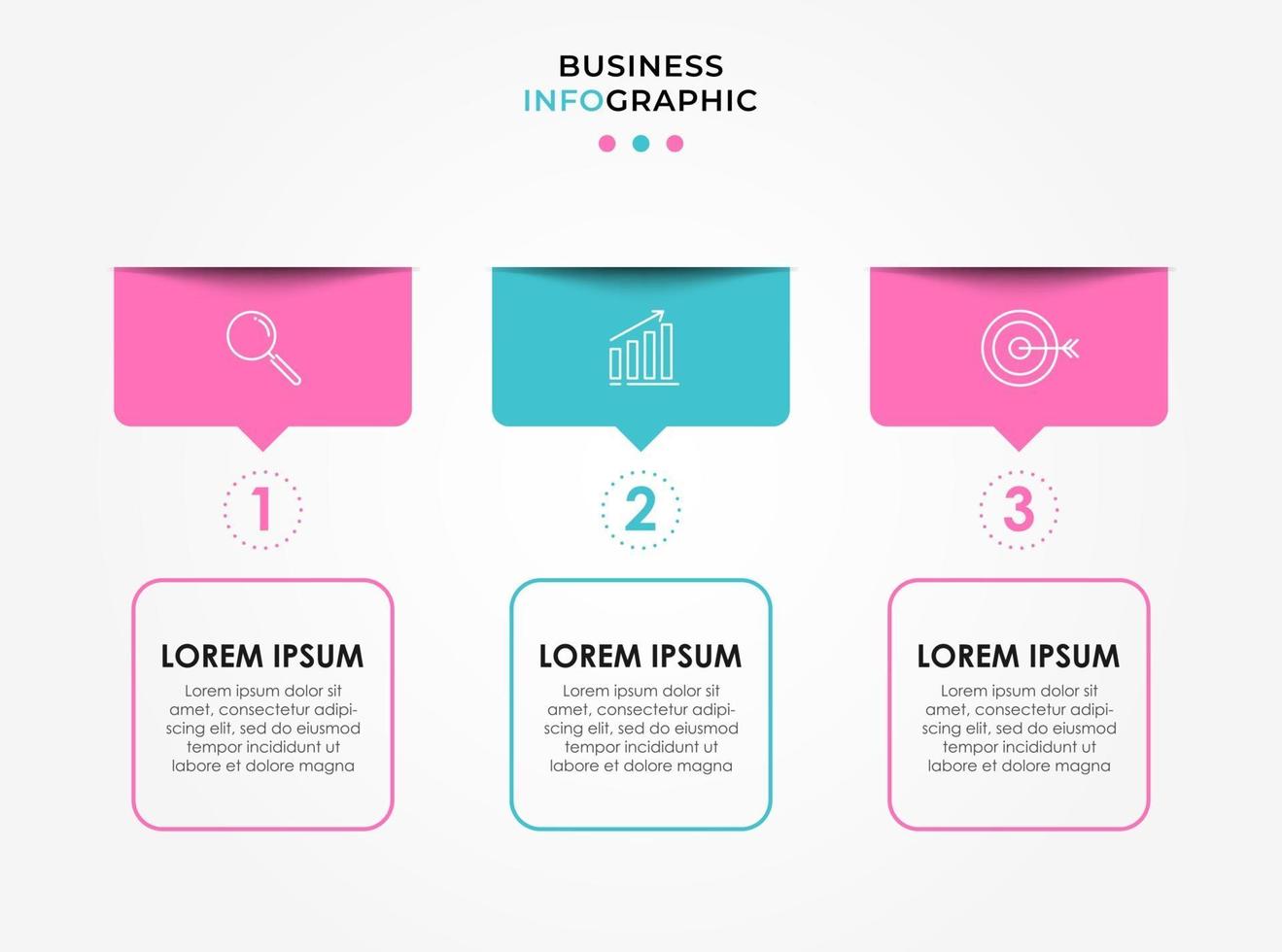 Infographic design template with icons and 3 options or steps vector