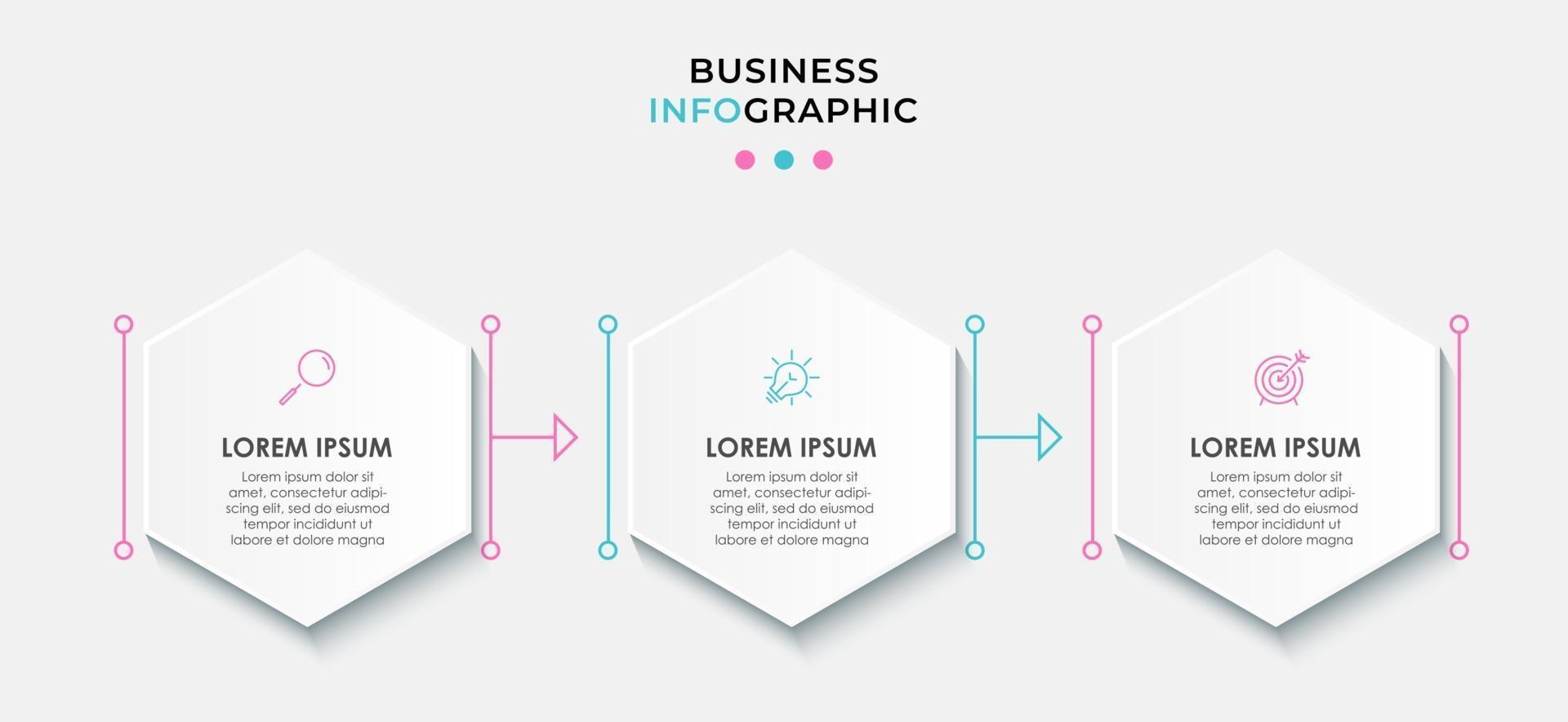 Infographic design template with icons and 3 options or steps vector