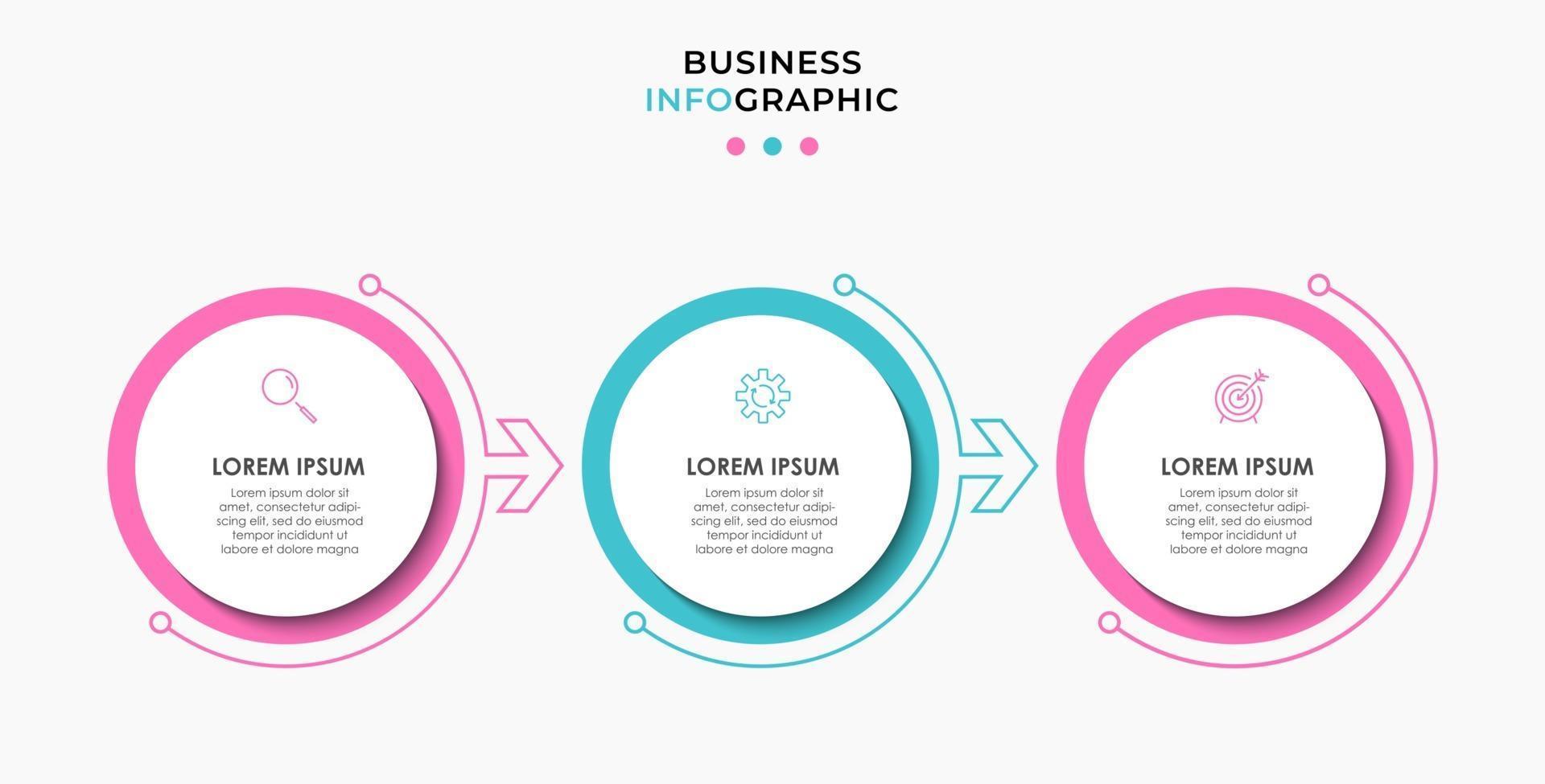 Infographic design template with icons and 3 options or steps vector