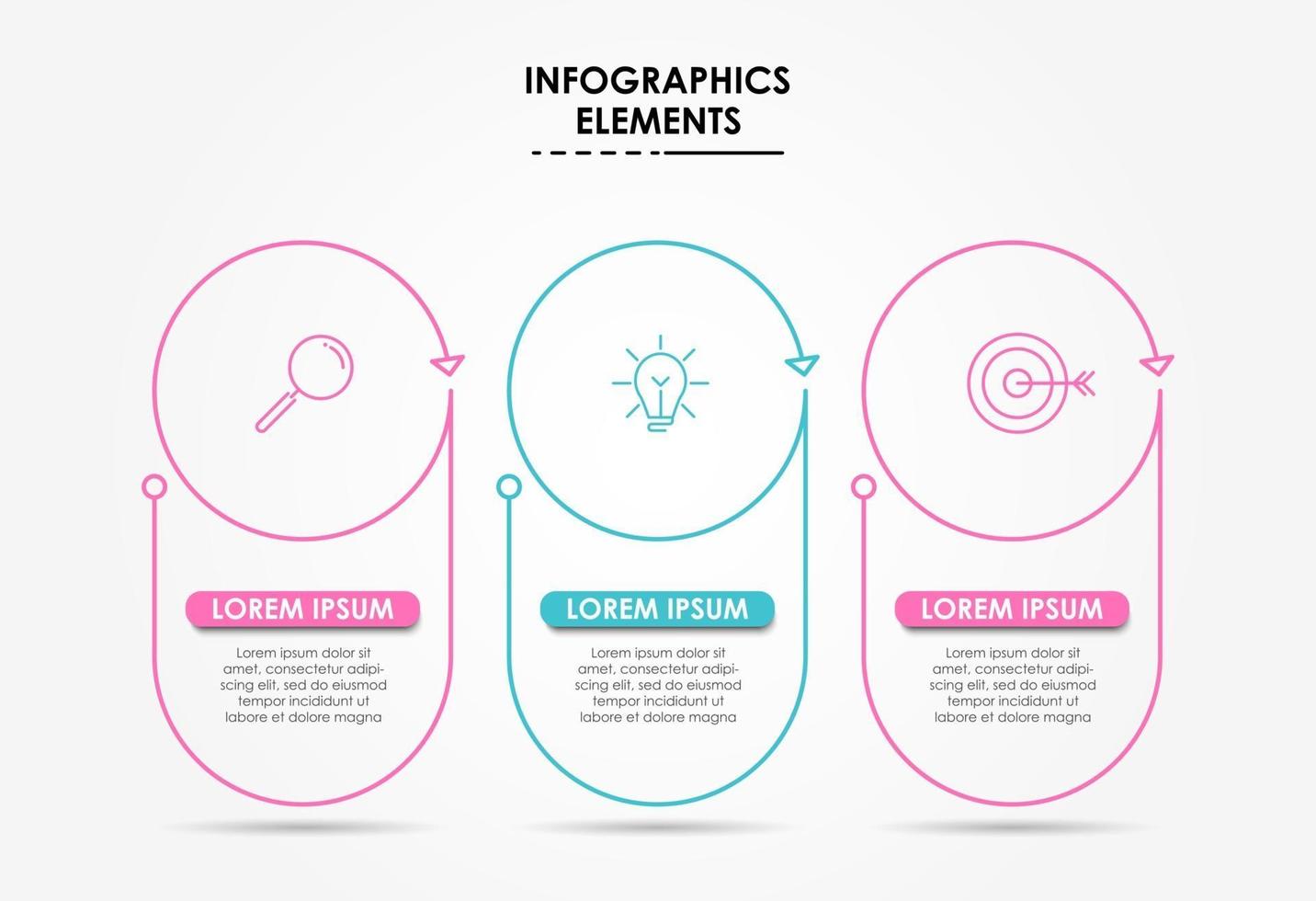 Infographic design template with icons and 3 options or steps vector
