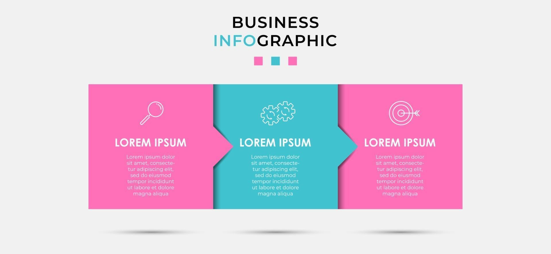Infographic design template with icons and 3 options or steps vector