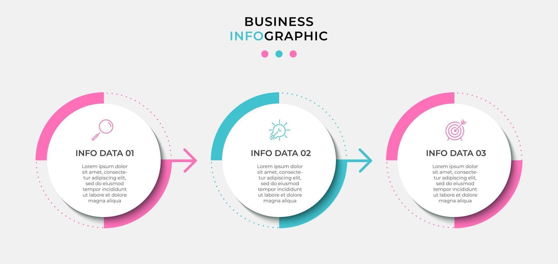 Infographic design template with icons and 3 options or steps vector