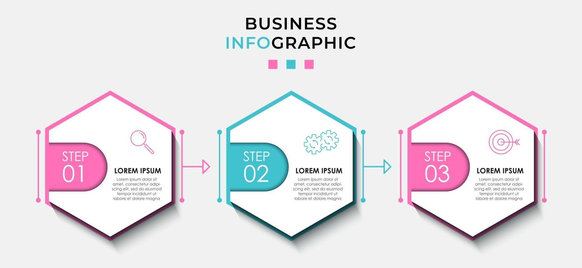 Infographic design template with icons and 3 options or steps vector