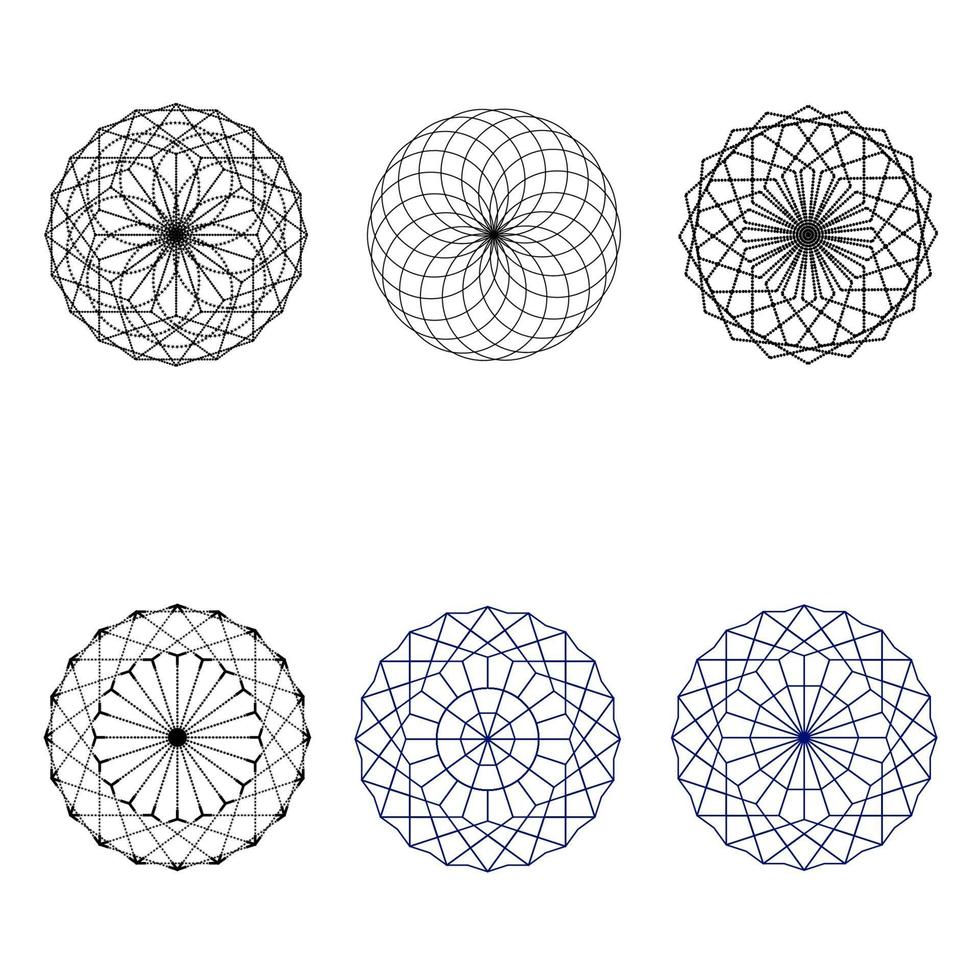 set of abstract circle patterns vector