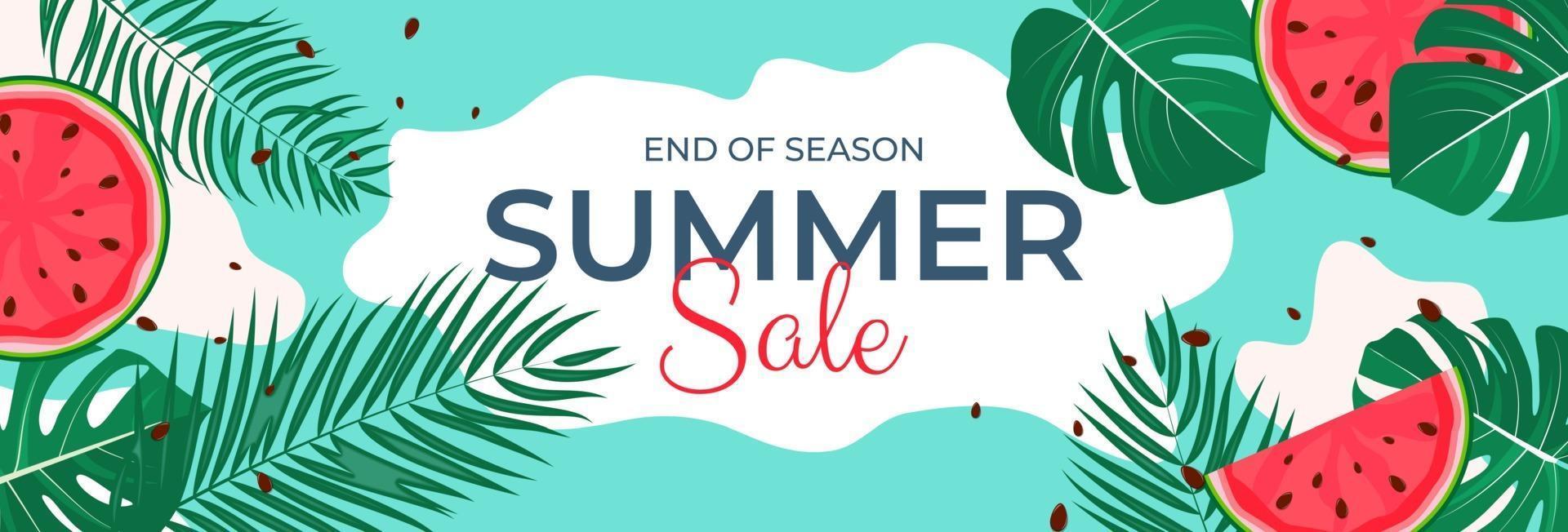 Tropical leaves summer sale background Vector illustration