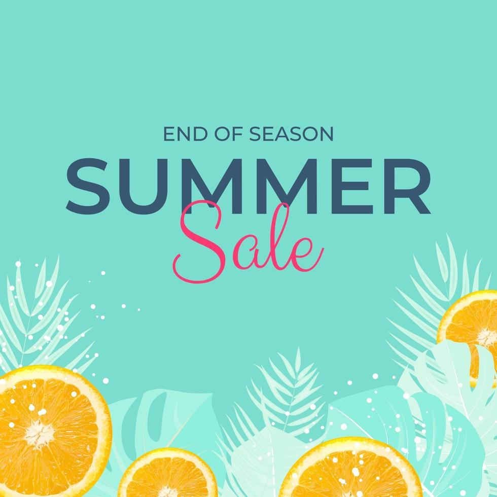 Tropical leaves summer sale background Vector illustration