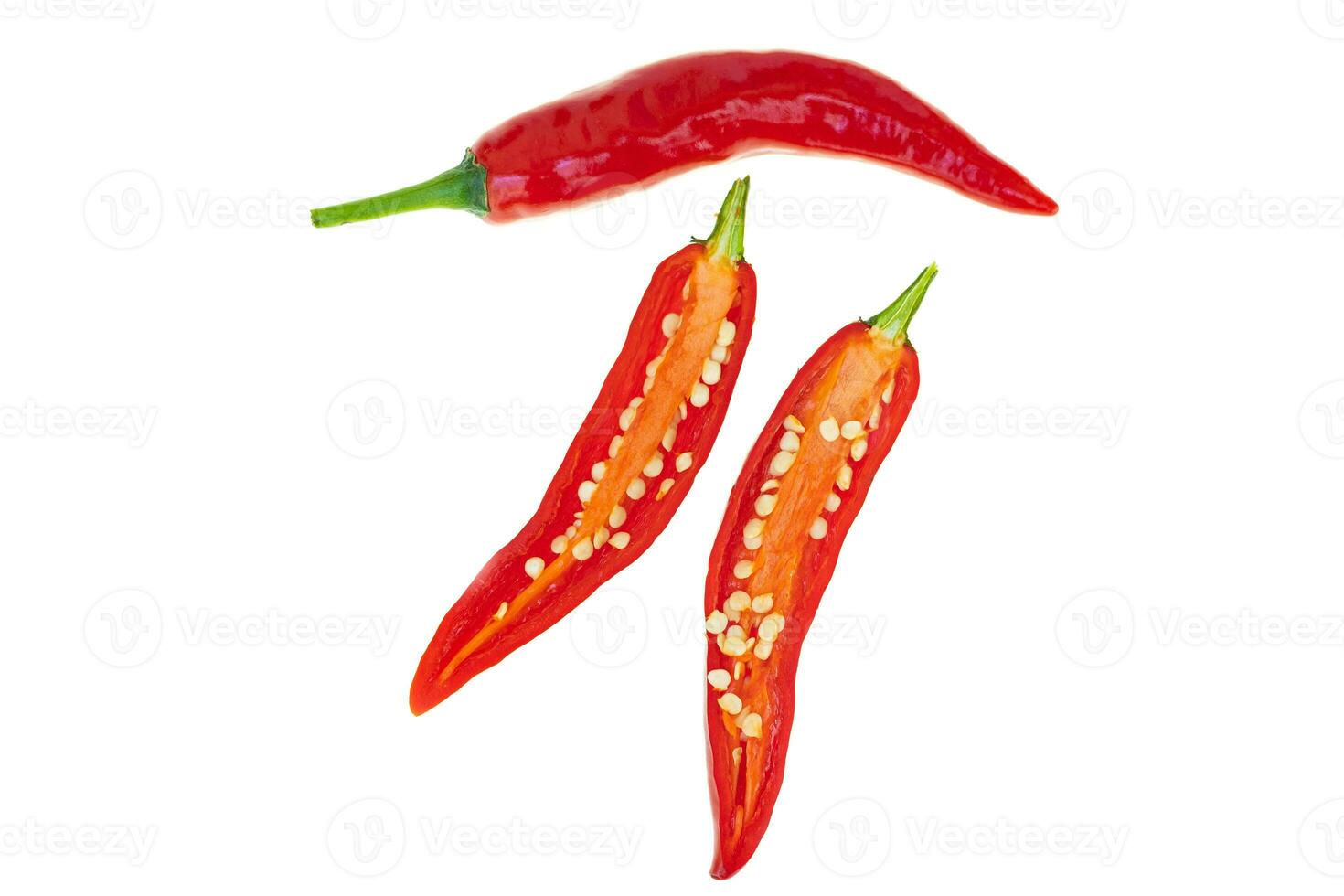 Close up red hot chili spur pepper photo