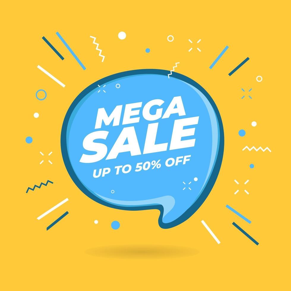Mega Sale speech bubble shaped banner. vector