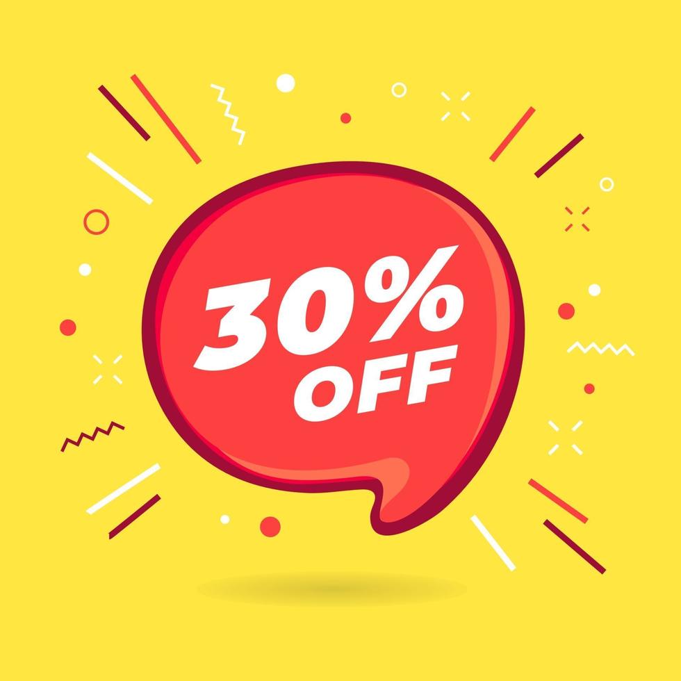 Special offer sale 30 percent off red bubble. vector