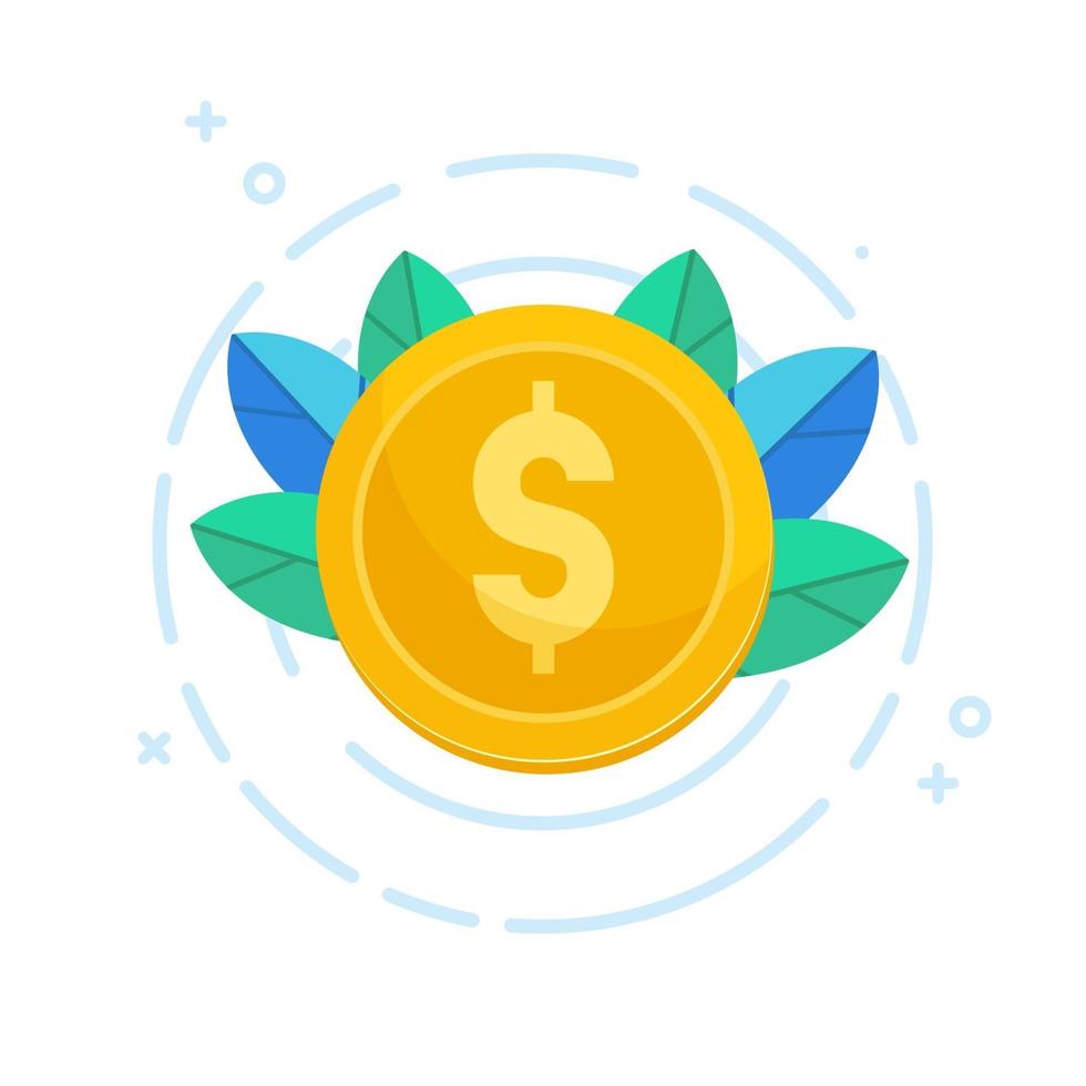 Dollar gold coin icon. vector