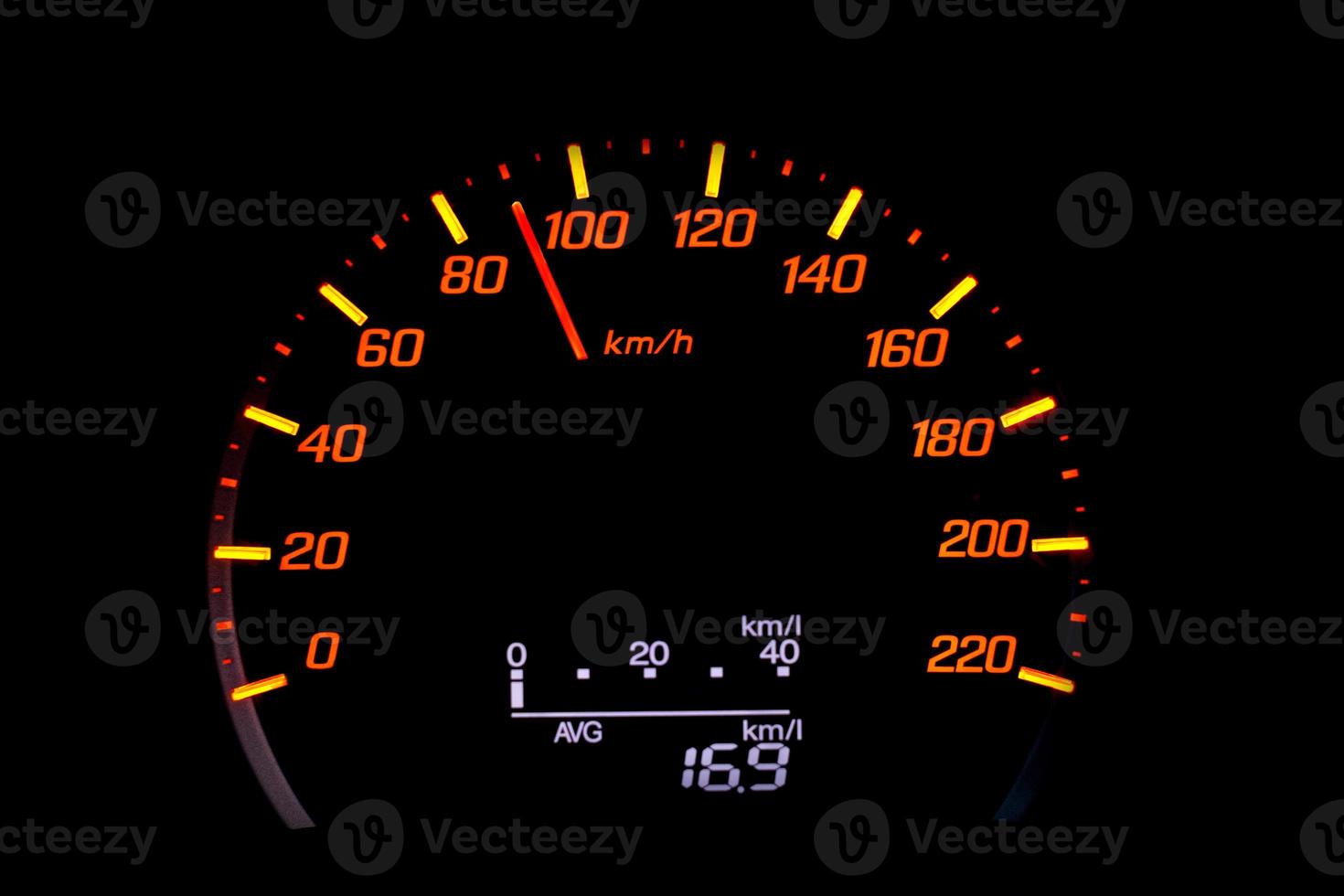 Car speedometer with the needle pointing at 90 kmh photo
