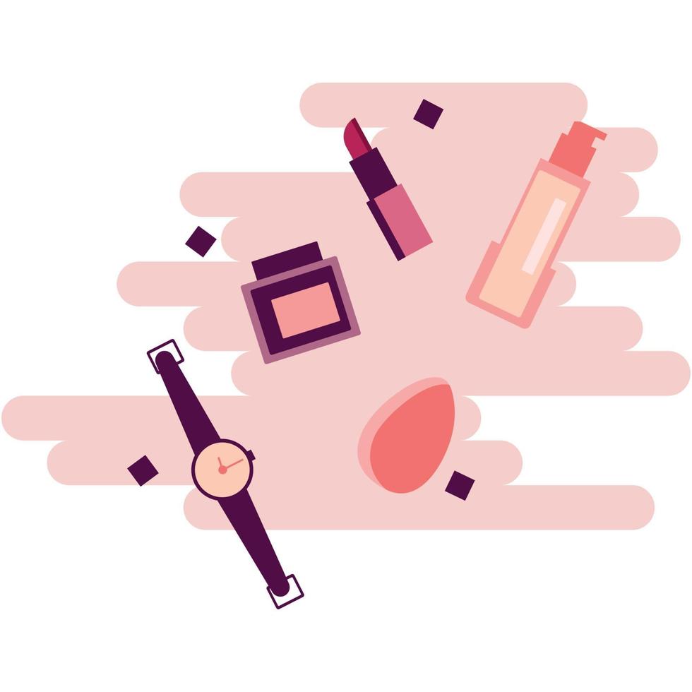 Flat Style Cosmetics Scene Illustration vector