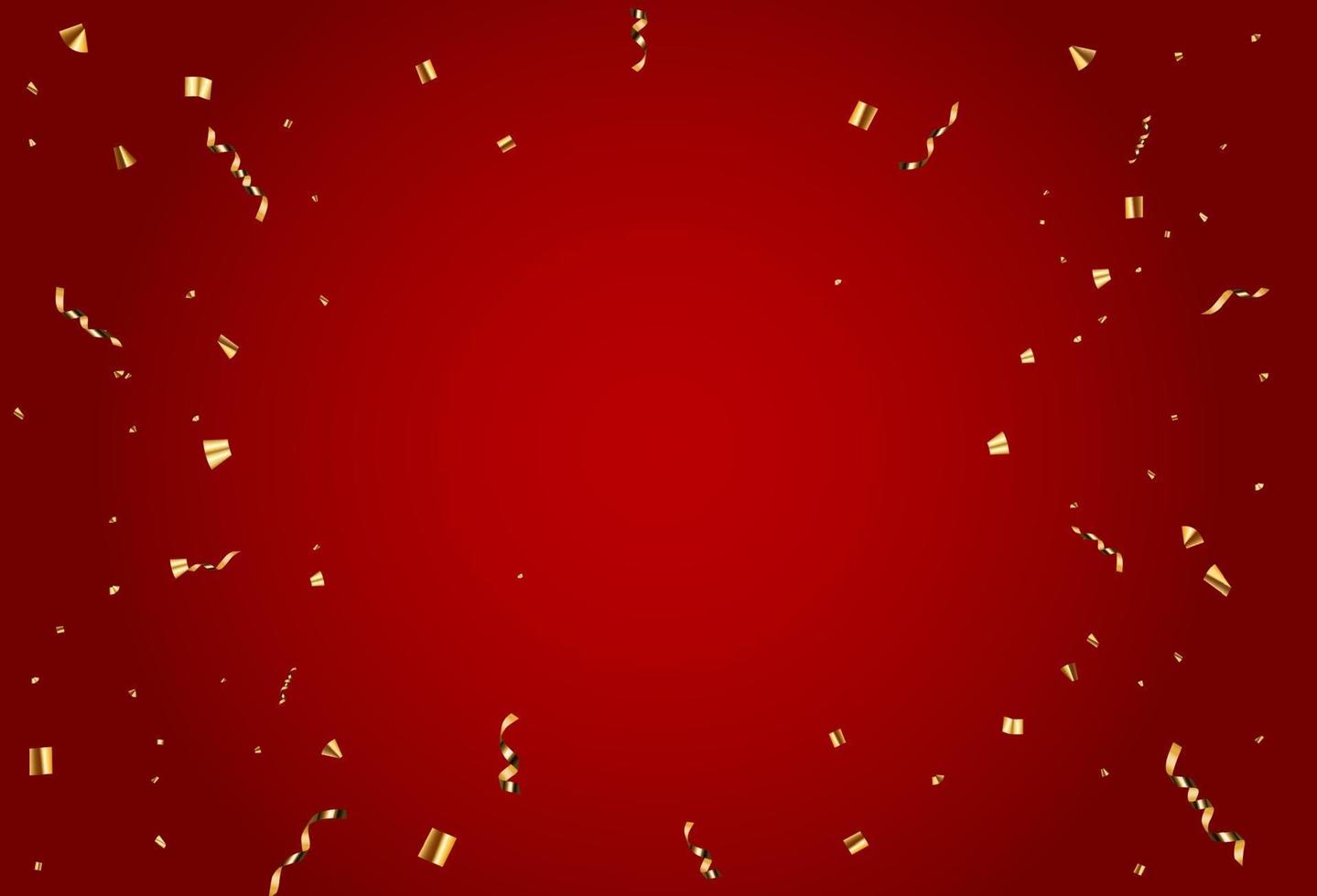 Party confetti and gold ribbon holiday background. Vector Illustration