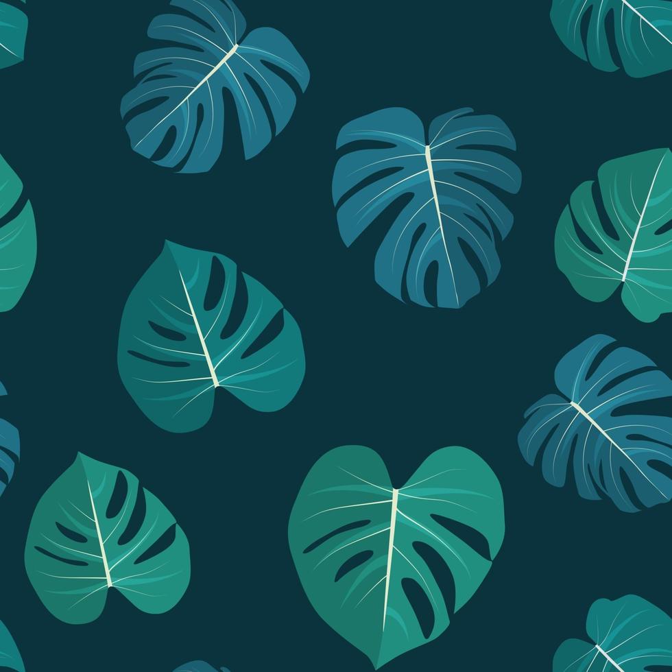 Monstera leaaves seamless pattern natural tropical background. vector