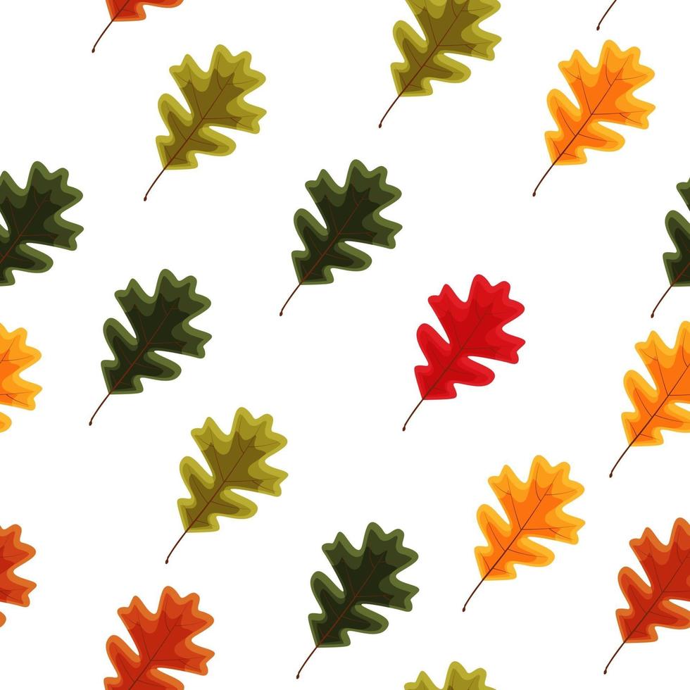 Autumn Falling Leaves Seamless Pattern Background. Vector Illustration