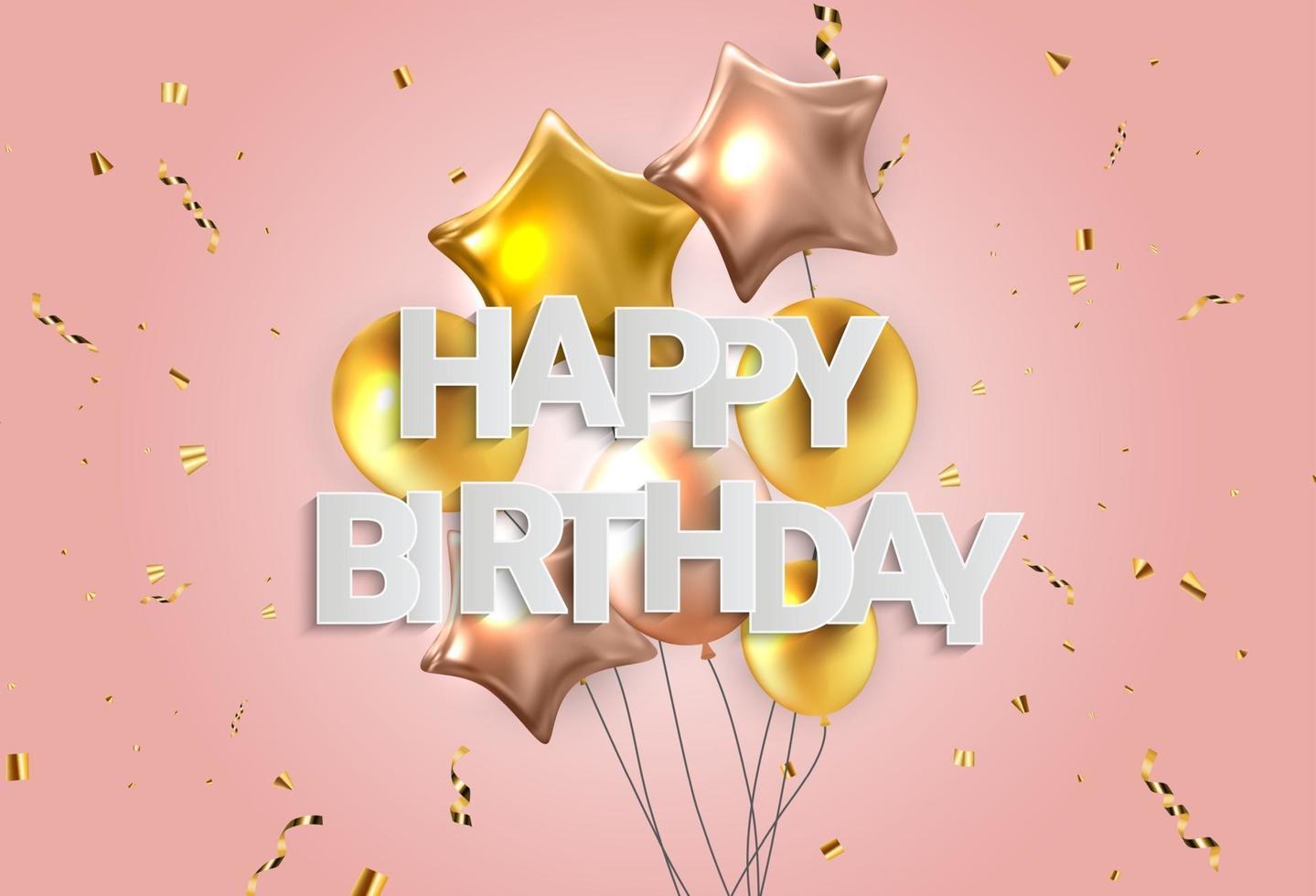 Happy Birthday congratulations banner design with Confetti, vector