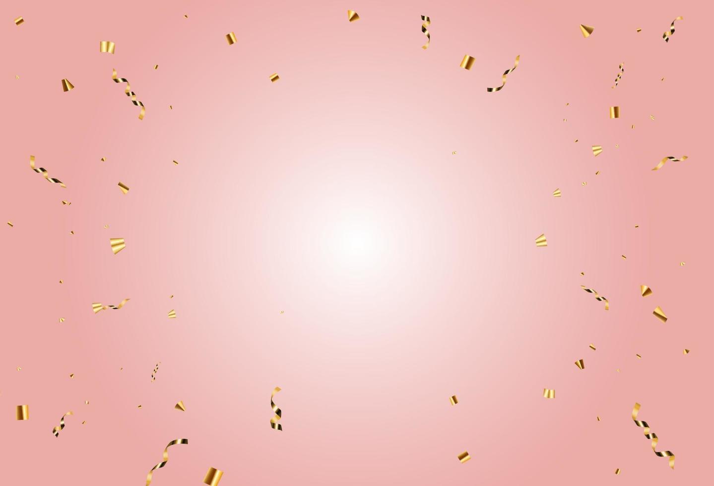 Party confetti and gold ribbon holiday background. Vector Illustration