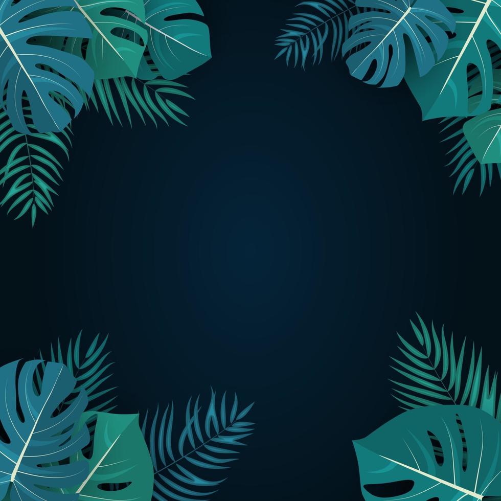 Palm and monstera leaves natural summer background vector