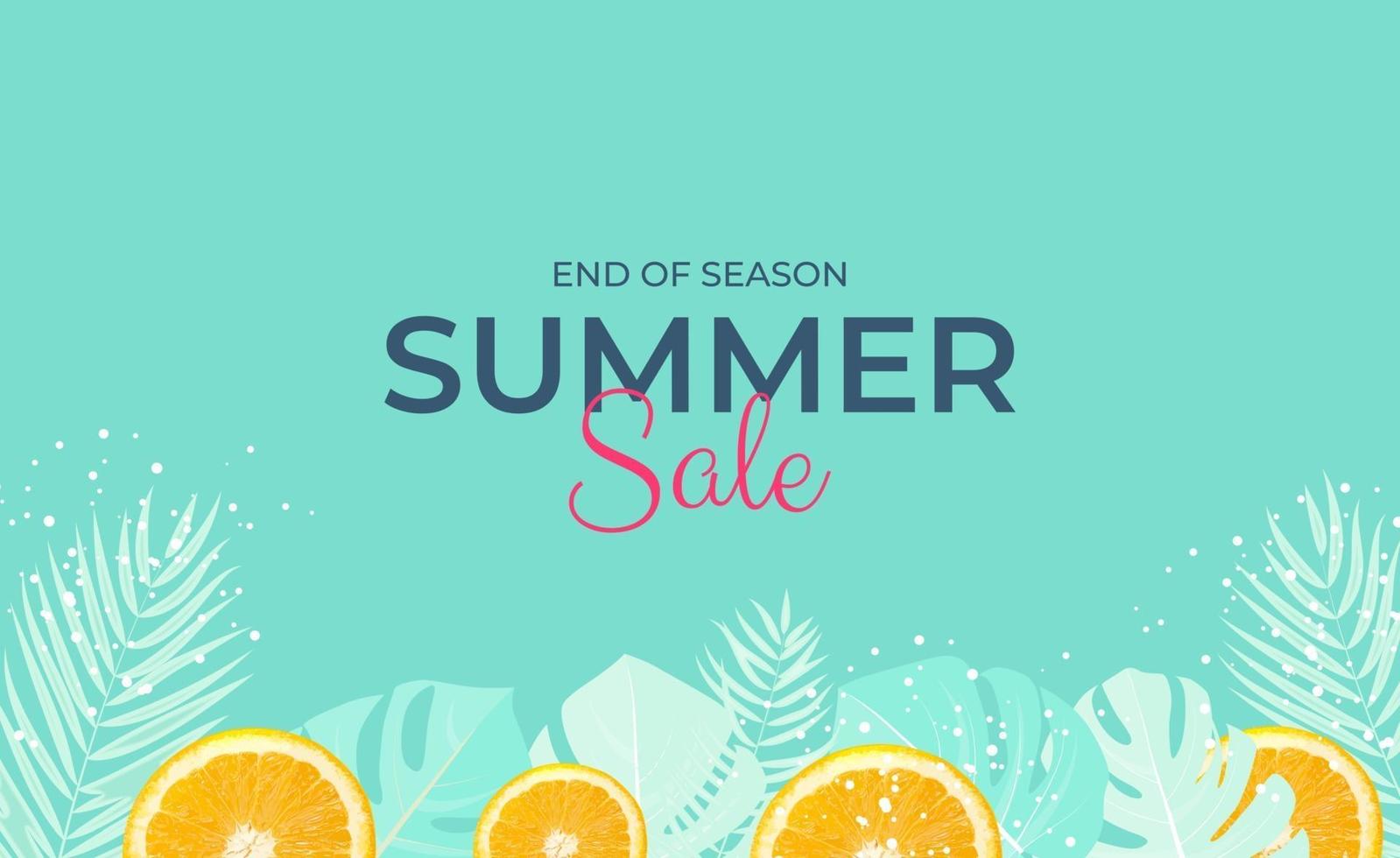Tropical leaves summer sale background Vector illustration