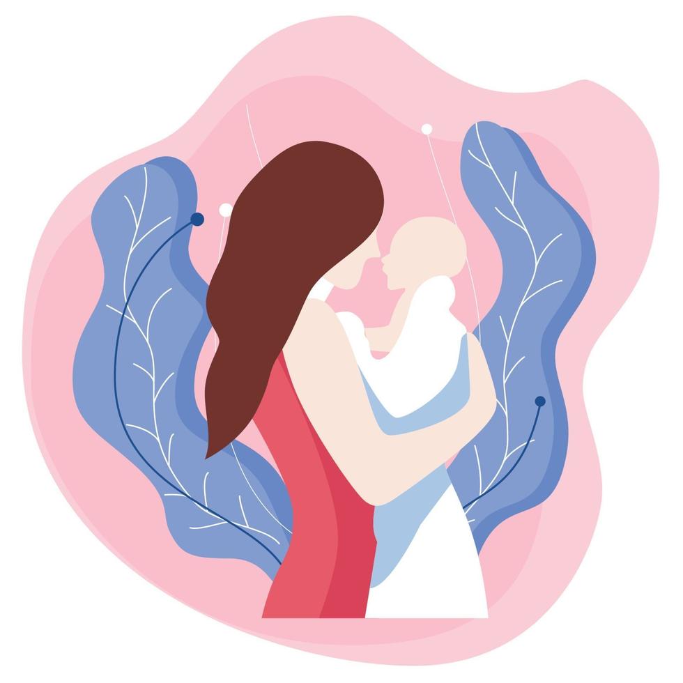 Flat Style Mother and Baby Background Illustration vector