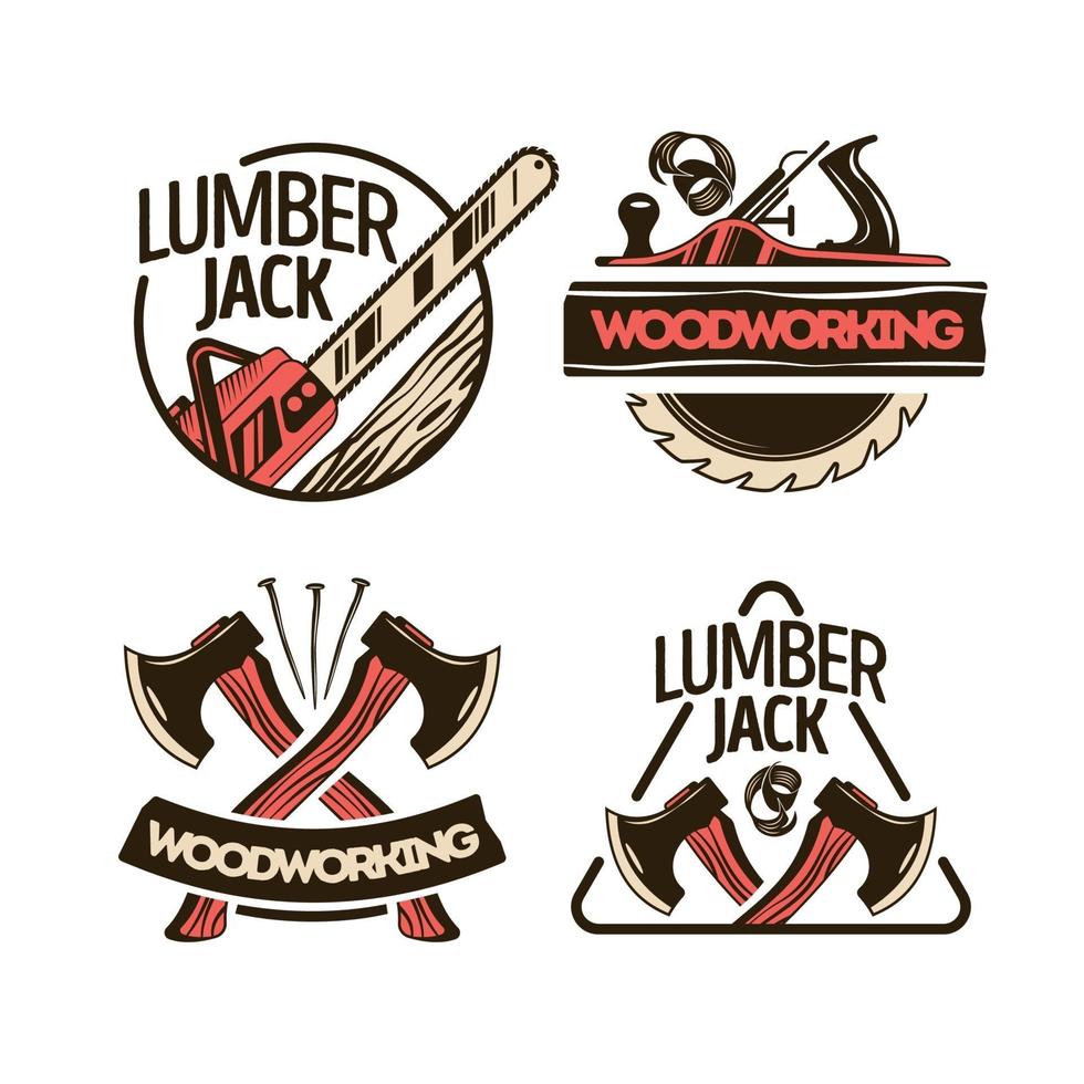 Woodworking Emblem 2x2 Design Concept Vector Illustration