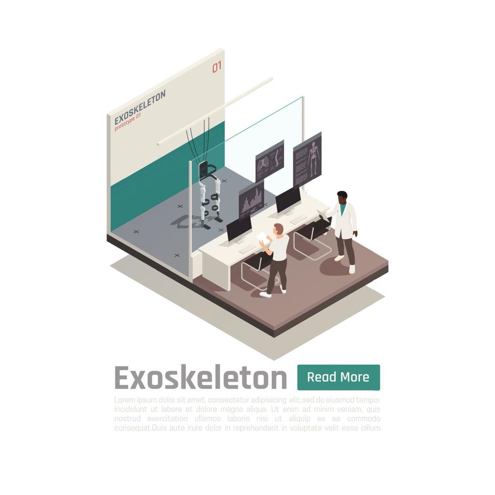 Bionics Technology Isometric Design Concept Vector Illustration