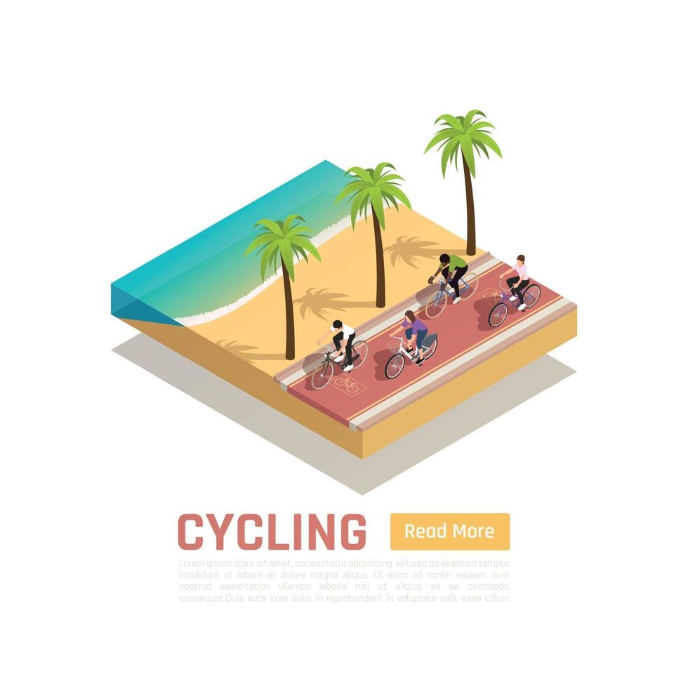 Cycling Isometric Background Vector Illustration