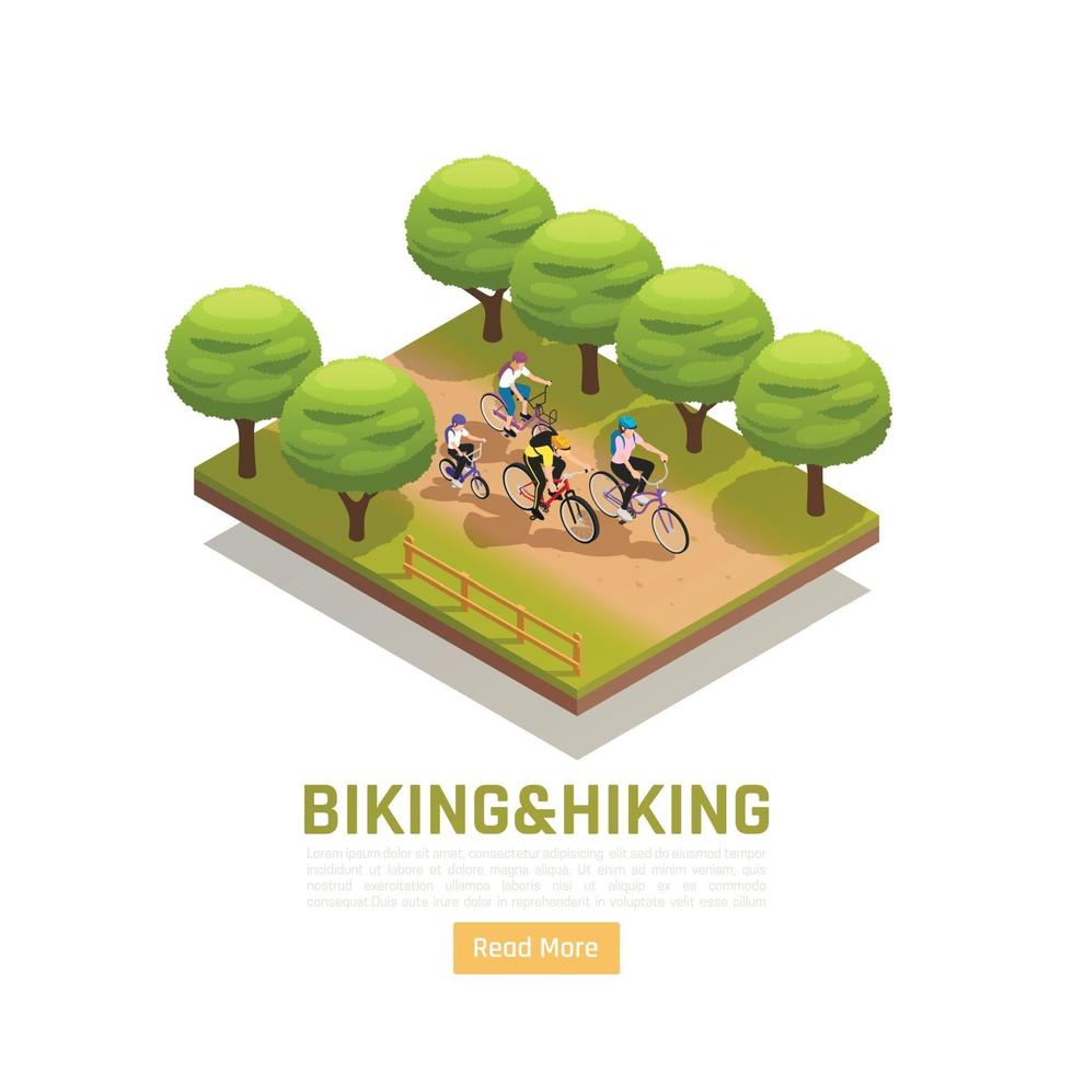 Biking And Hiking Isometric Composition Vector Illustration
