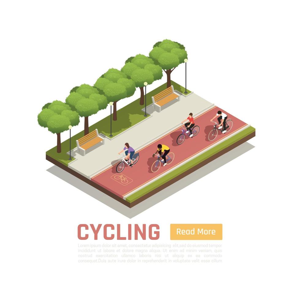 Cycling Isometric Background Vector Illustration