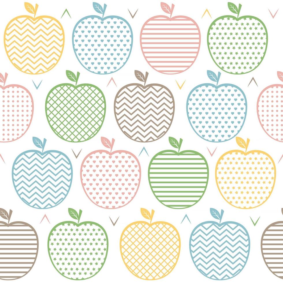 Ppattern of apples with an ornament, abstract vector illustration
