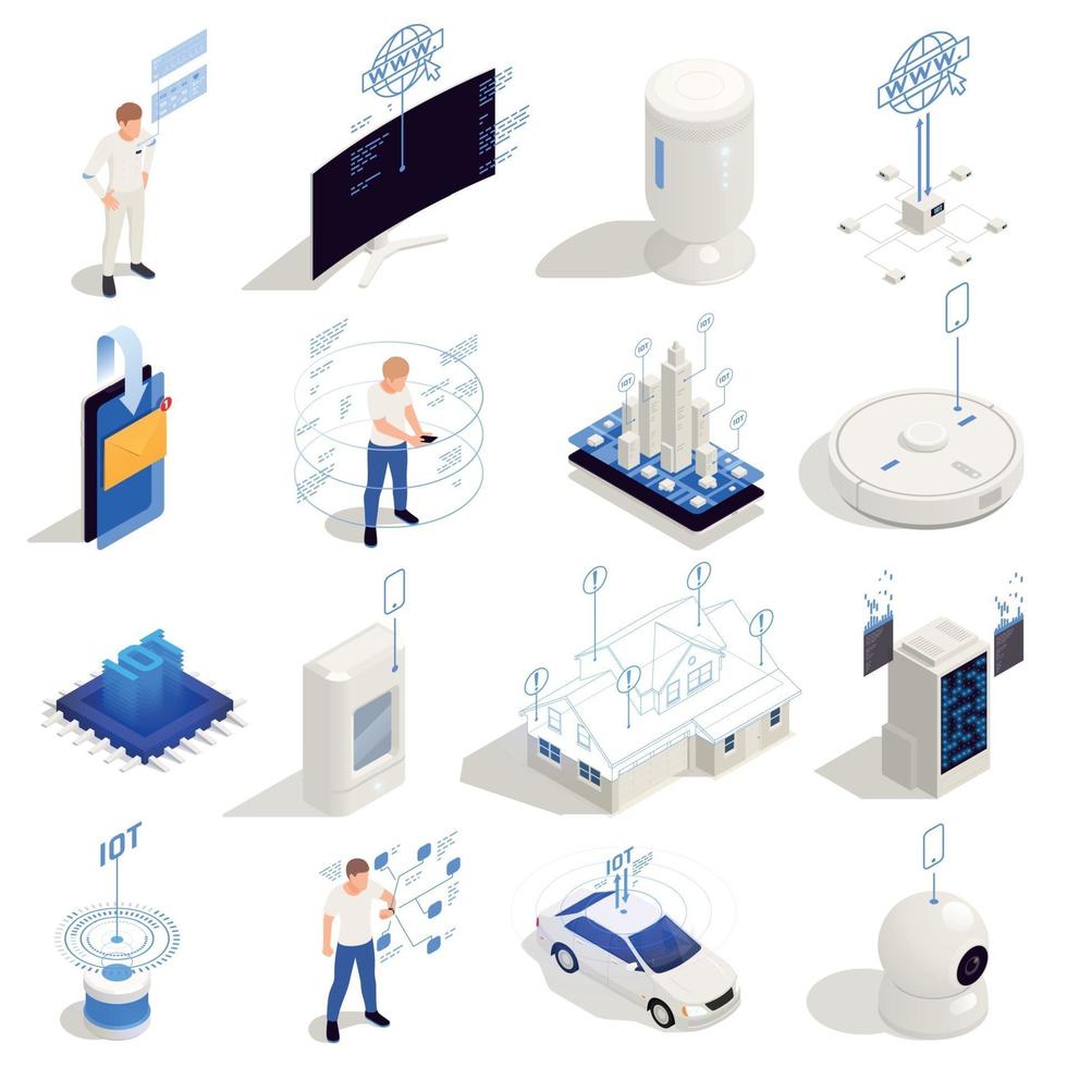 Internet Of Things Isometric Icons Vector Illustration