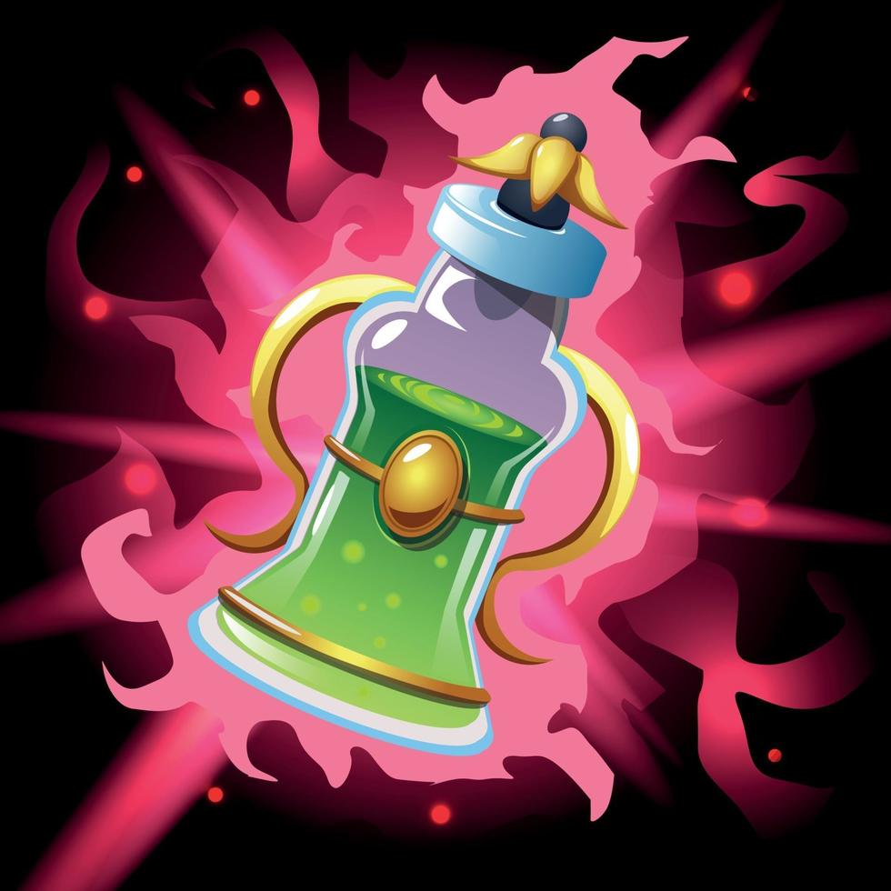 Colored Magic Potion Poison Bottle Composition Vector Illustration