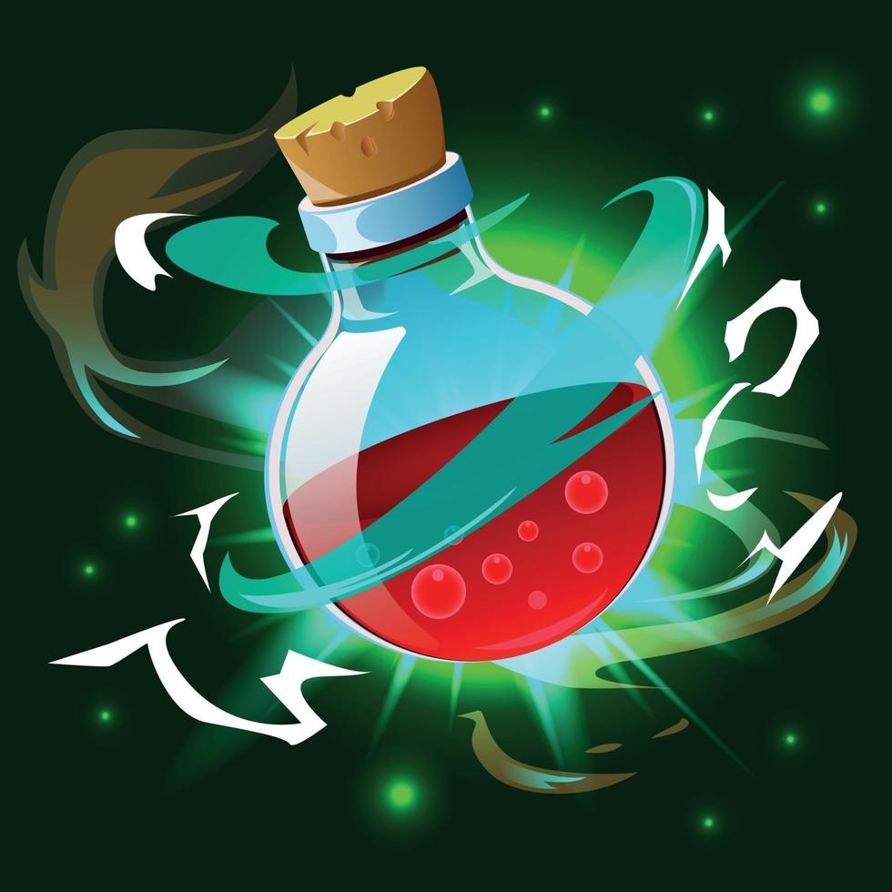 Magic Potion Poison Bottle Composition Vector Illustration