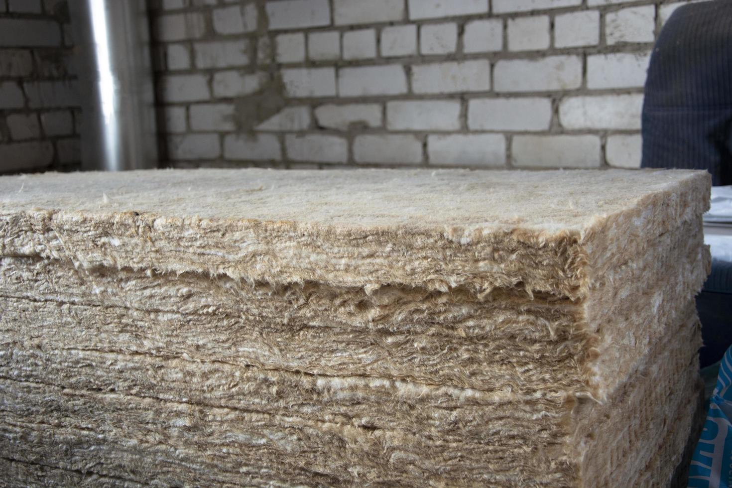 Construction insulation. Stone wool for insulating the walls photo