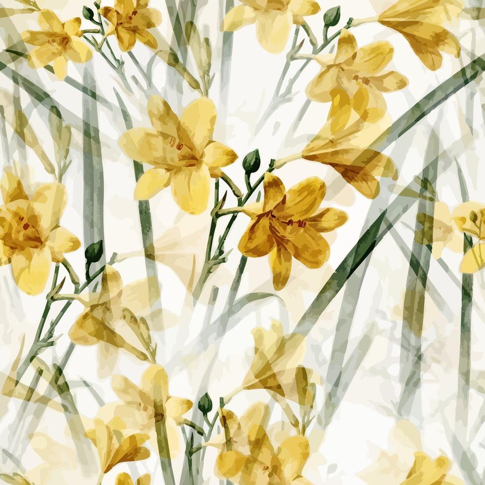 Yellow Spring Daffodil Floral Surface Pattern vector