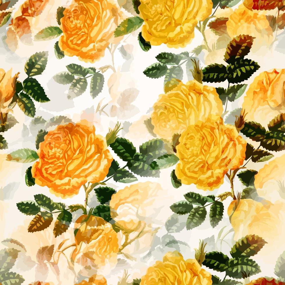 Yellow Rose Floral Textile Print vector