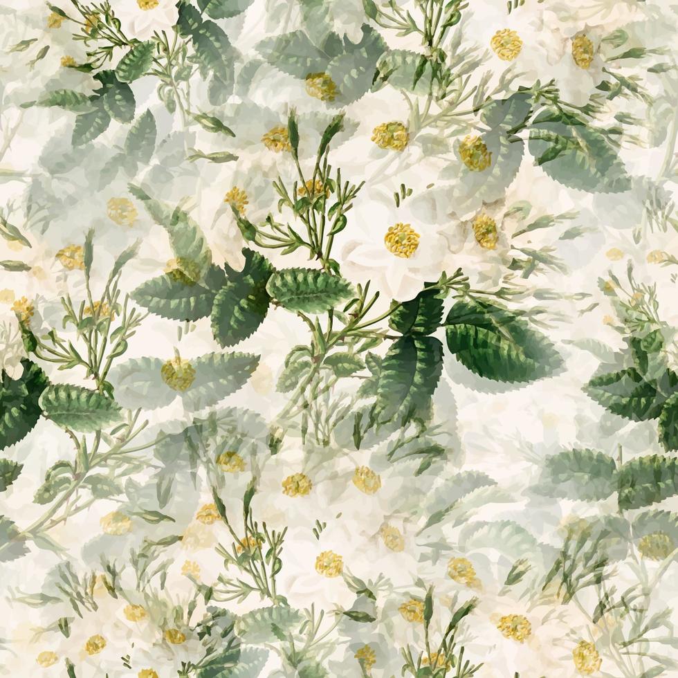 Delicate White Floral Textile Print vector