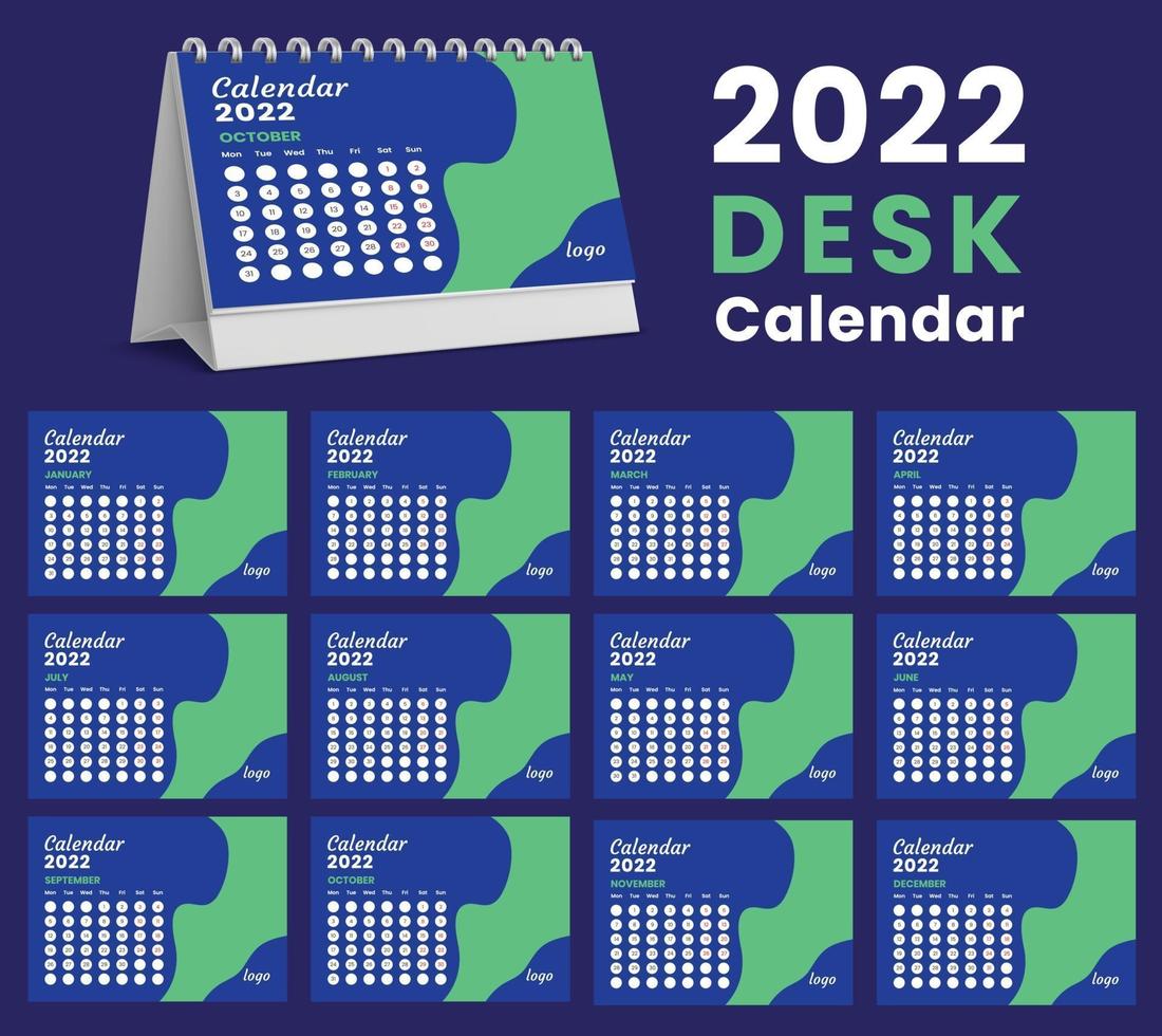 Set Desk Calendar 2022 template design,Set of 12 Months, 3044541 Vector Art at Vecteezy