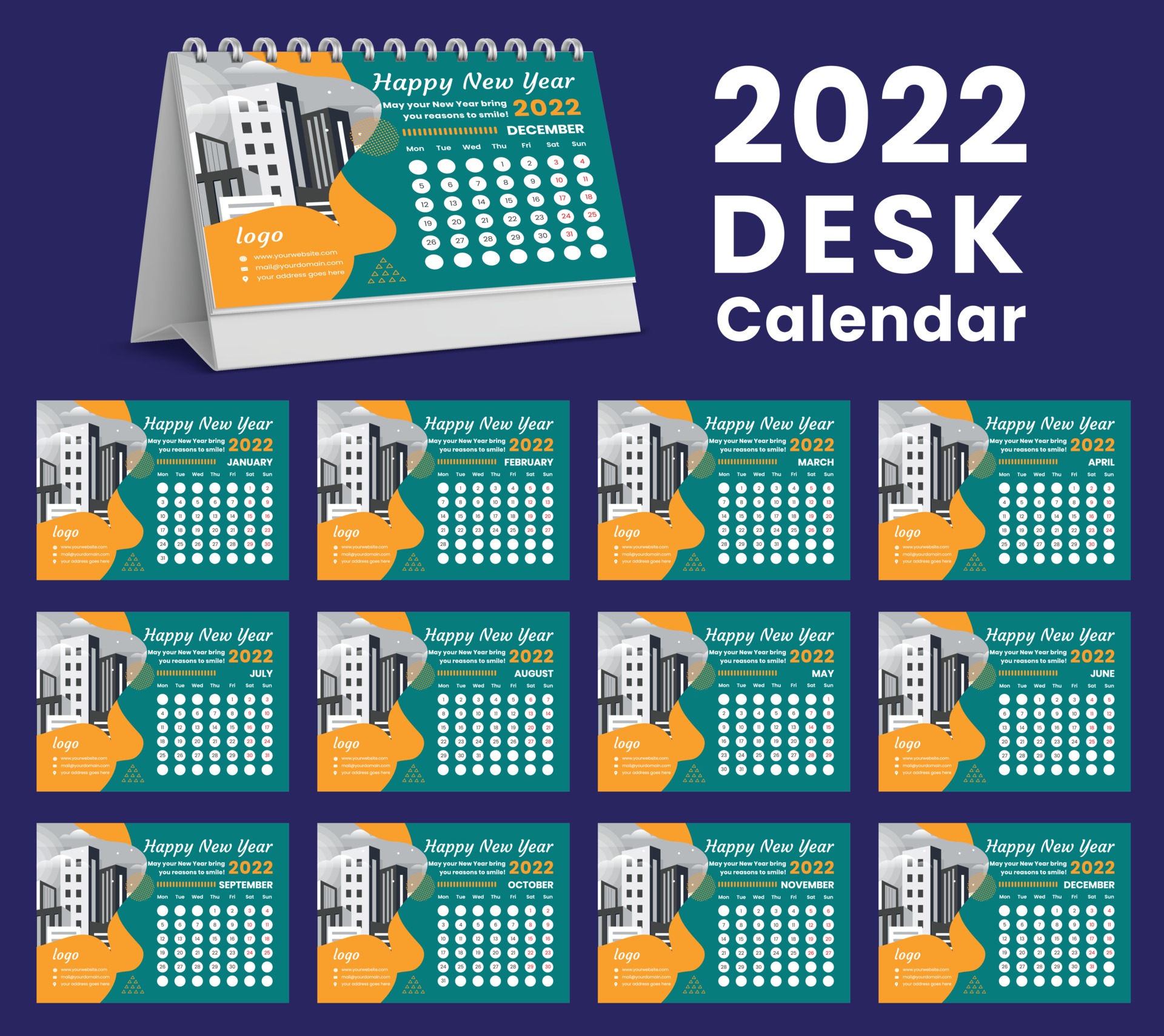 set-desk-calendar-2022-template-design-set-of-12-months-3044547-vector