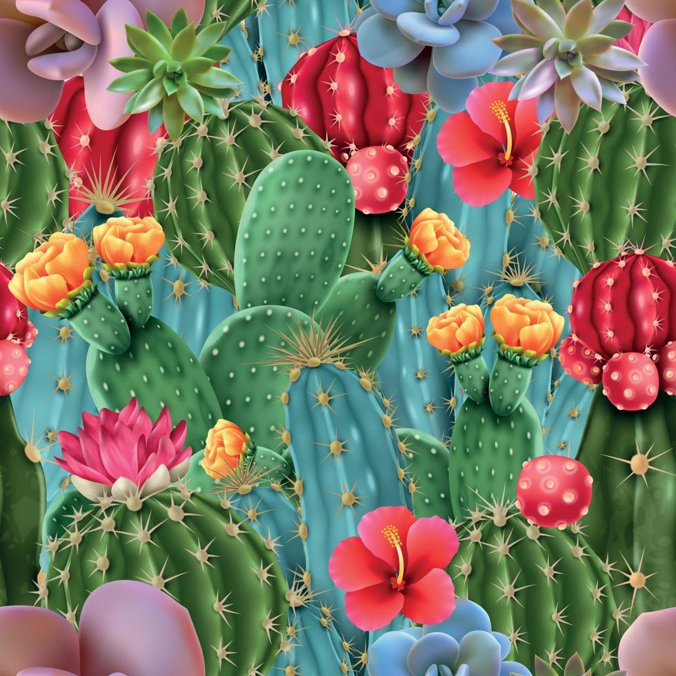 Ilustración de vector de patrones sin fisuras de cactus