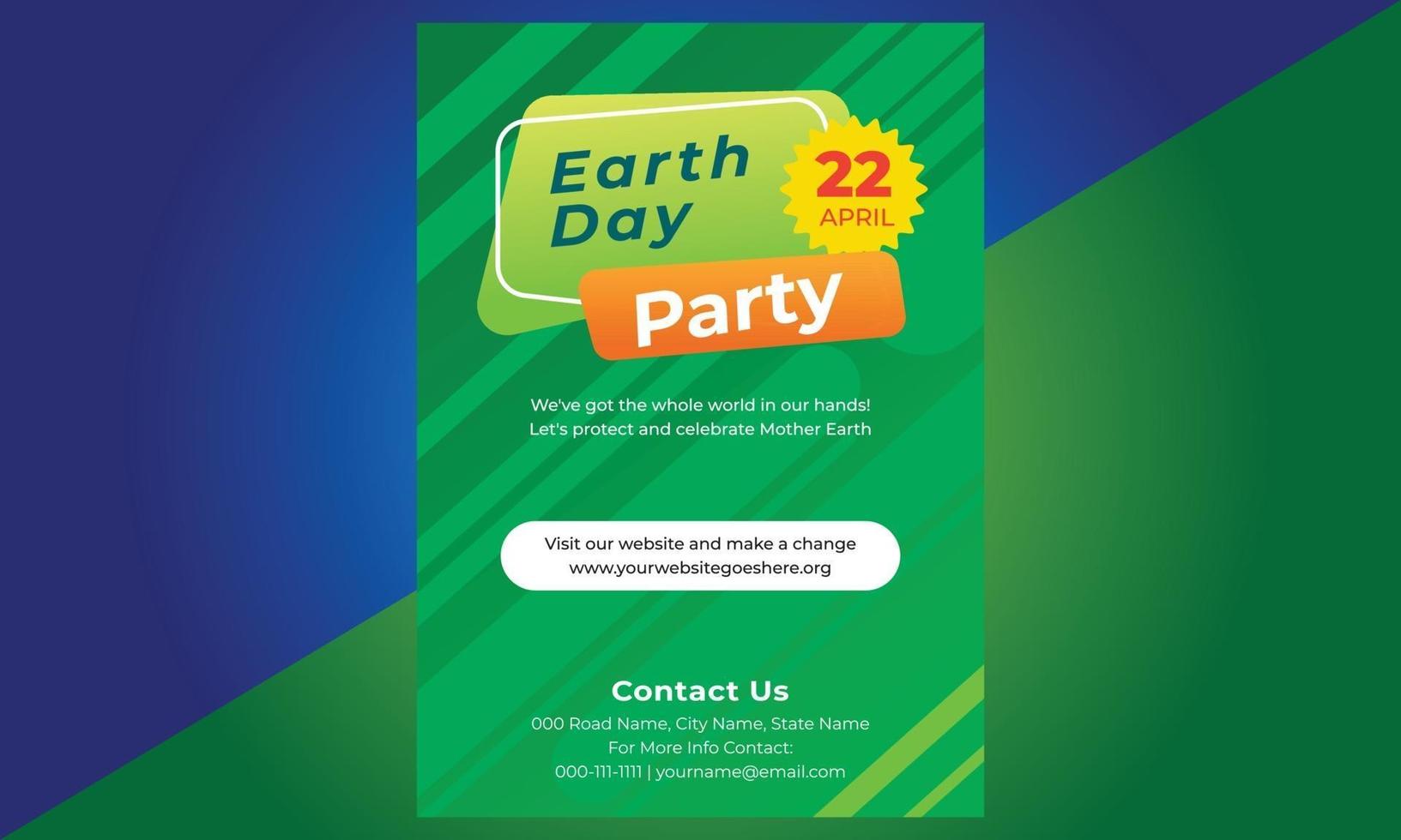 Happy Earth Day, Flyer Design, brochure, poster template. vector