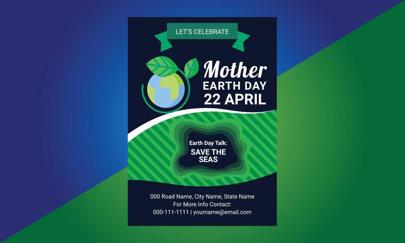 Happy Earth Day, Flyer Design, brochure, poster template. vector