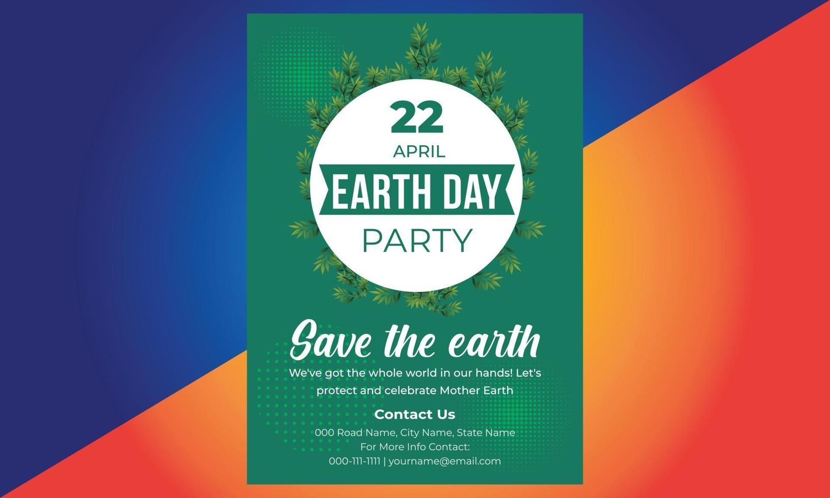 Happy Earth Day, Flyer Design, brochure, poster template. vector